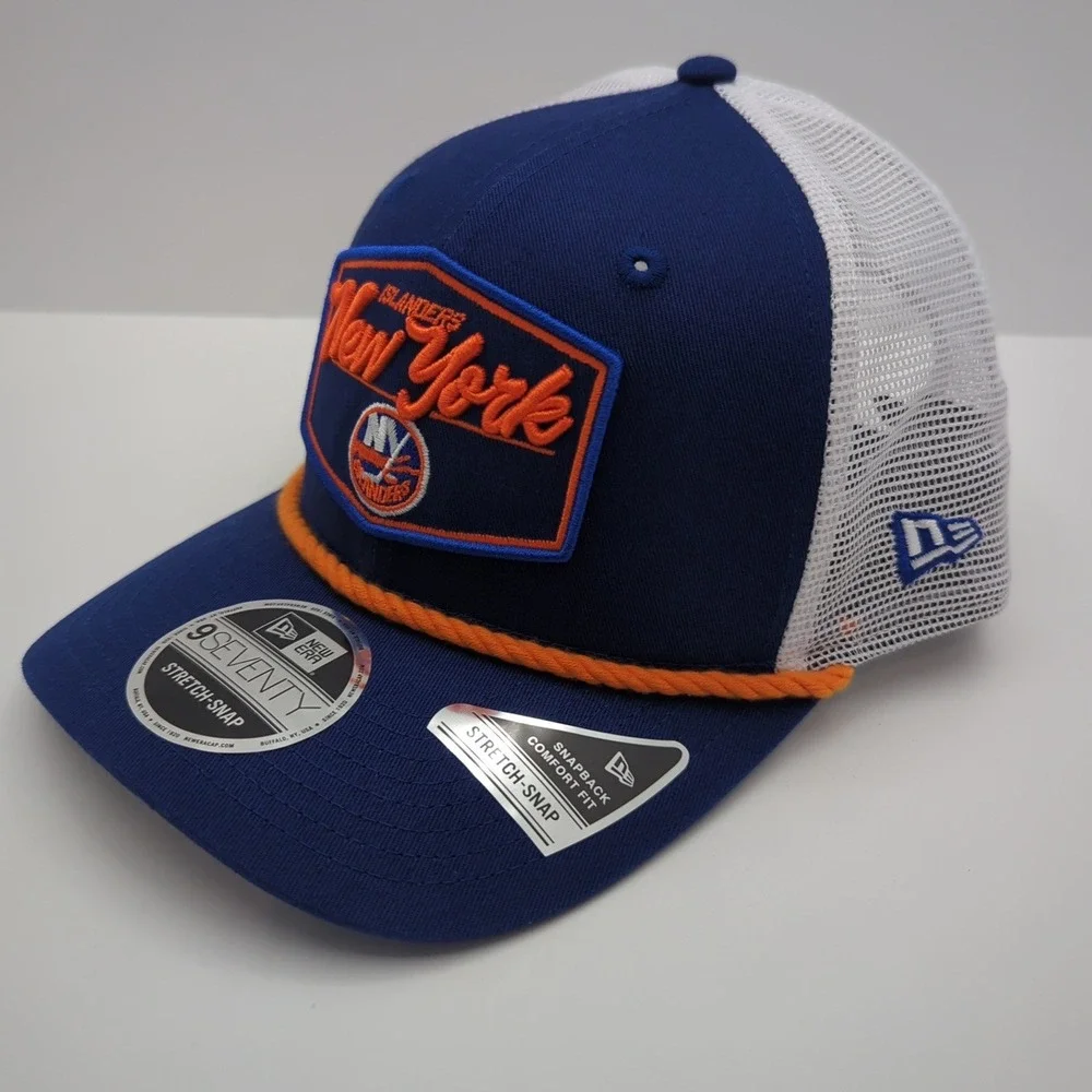 New Era 9SEVENTY New York Islanders Hat Blue White Mesh Stretch Snapback NHL Cap